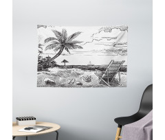 Beach Sketch with Chair Tree Wide Tapestry