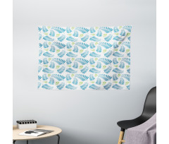 Palm Tree Leaves Pattern Wide Tapestry