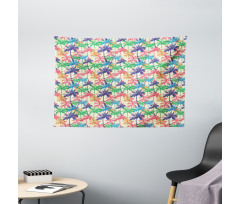 Vibrant Tropic Palm Trees Wide Tapestry