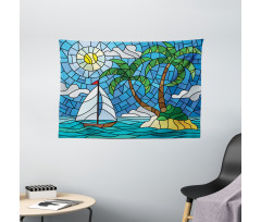 Stained Glass Mosaic Style Wide Tapestry