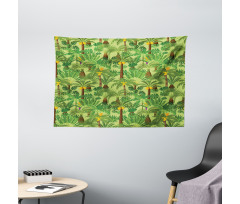 Tropic Forest Foliage Leaves Wide Tapestry