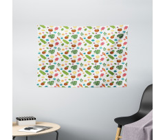 Ice Cream and Exotic Leaves Wide Tapestry