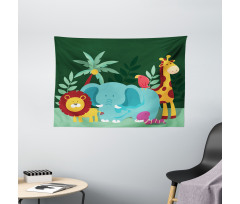 Nursery Jungle Composition Wide Tapestry