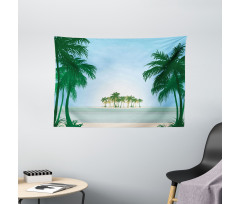 Exotic Palm Tree Beach Wide Tapestry