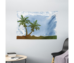Grunge Island at Night Wide Tapestry
