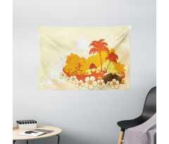Coconut Cocktails and Palms Wide Tapestry