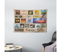 Traveler Tourist Stamps Wide Tapestry
