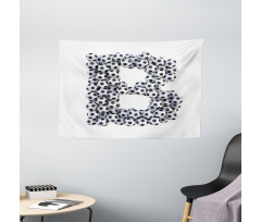 Monochrome Footballs Wide Tapestry