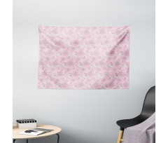 Blossoming Cherry Flowers Wide Tapestry