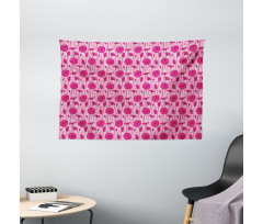 Romantic Botany Elements Wide Tapestry
