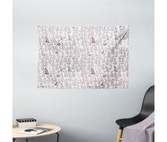 Retro Leaves and Branches Wide Tapestry