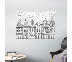 Village Houses Theme Wide Tapestry