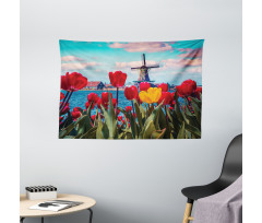 Idyllic Spring Tulips Wide Tapestry