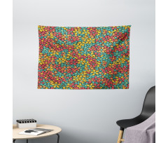 Retro Colored Doodle Wide Tapestry