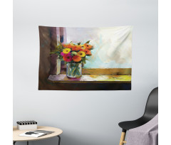 Bouquet in a Vase Art Wide Tapestry