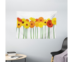 Flowers on Green Stems Wide Tapestry