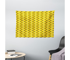 Fun Pet Characters on Yellow Wide Tapestry