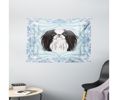 Cartoon Puppy Floral Ornate Wide Tapestry