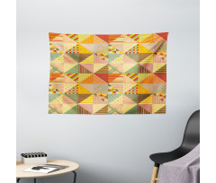 Colorful Triangle Patches Wide Tapestry