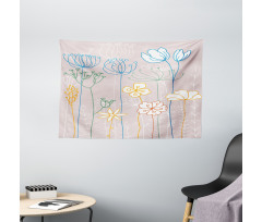 Flowers with Colorful Stems Wide Tapestry