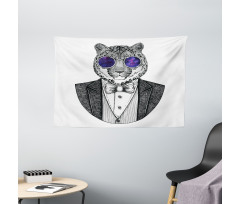 Hipster Animal in a Suit Wide Tapestry