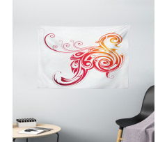 Bird Swirly Wings Wide Tapestry