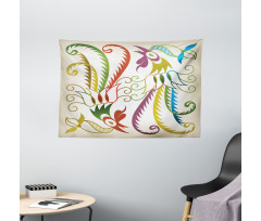 Bird in Retro Tones Wide Tapestry