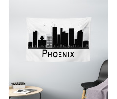 City Silhouette Skyscrapers Wide Tapestry