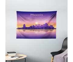 American City Skyline Dawn Wide Tapestry