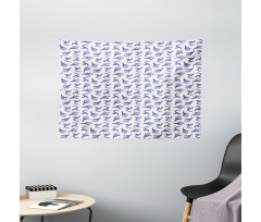 Blue Rebirth Motif Wide Tapestry