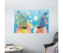 Butterflies on Flowers Wide Tapestry