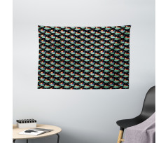 Abstract Girl with Fish Wide Tapestry