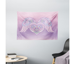 Floral Ornate Heart Wide Tapestry