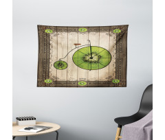 Retro Bike with Fruit Wheels Wide Tapestry