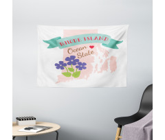 Retro Design State Map Wide Tapestry