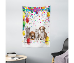 Cat and Dog Party Tapestry