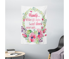 Family Love Saying Wreath Tapestry