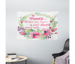 Family Love Saying Wreath Wide Tapestry