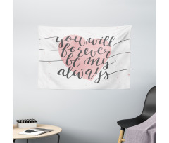 Heart and Love Words Wide Tapestry