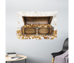 Wealth Themed Gold Coins Wide Tapestry