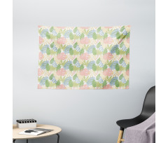 Exotic Pastel Leaves Art Wide Tapestry