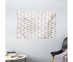 Pastel Colorful Butterflies Wide Tapestry