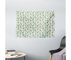 Repeating Floral Art Wide Tapestry
