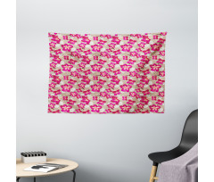 Nostalgic Hibiscus Flowers Wide Tapestry