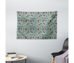 Vintage Classic Flora Leaves Wide Tapestry