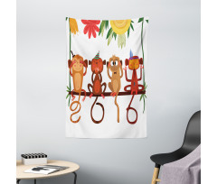 Animals Sitting Branch Tapestry