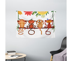 Animals Sitting Branch Wide Tapestry