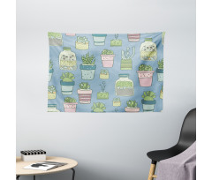 Houseplants Succulents Wide Tapestry