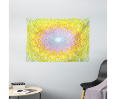 Round Wreath Colorful Wide Tapestry