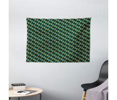 Checkered Pattern Rings Wide Tapestry